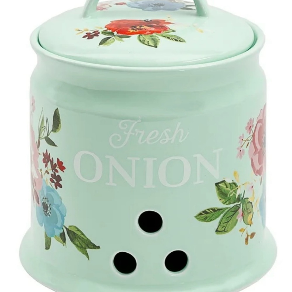 Tree Drummond Floral Onion Storage Container - Mint Green